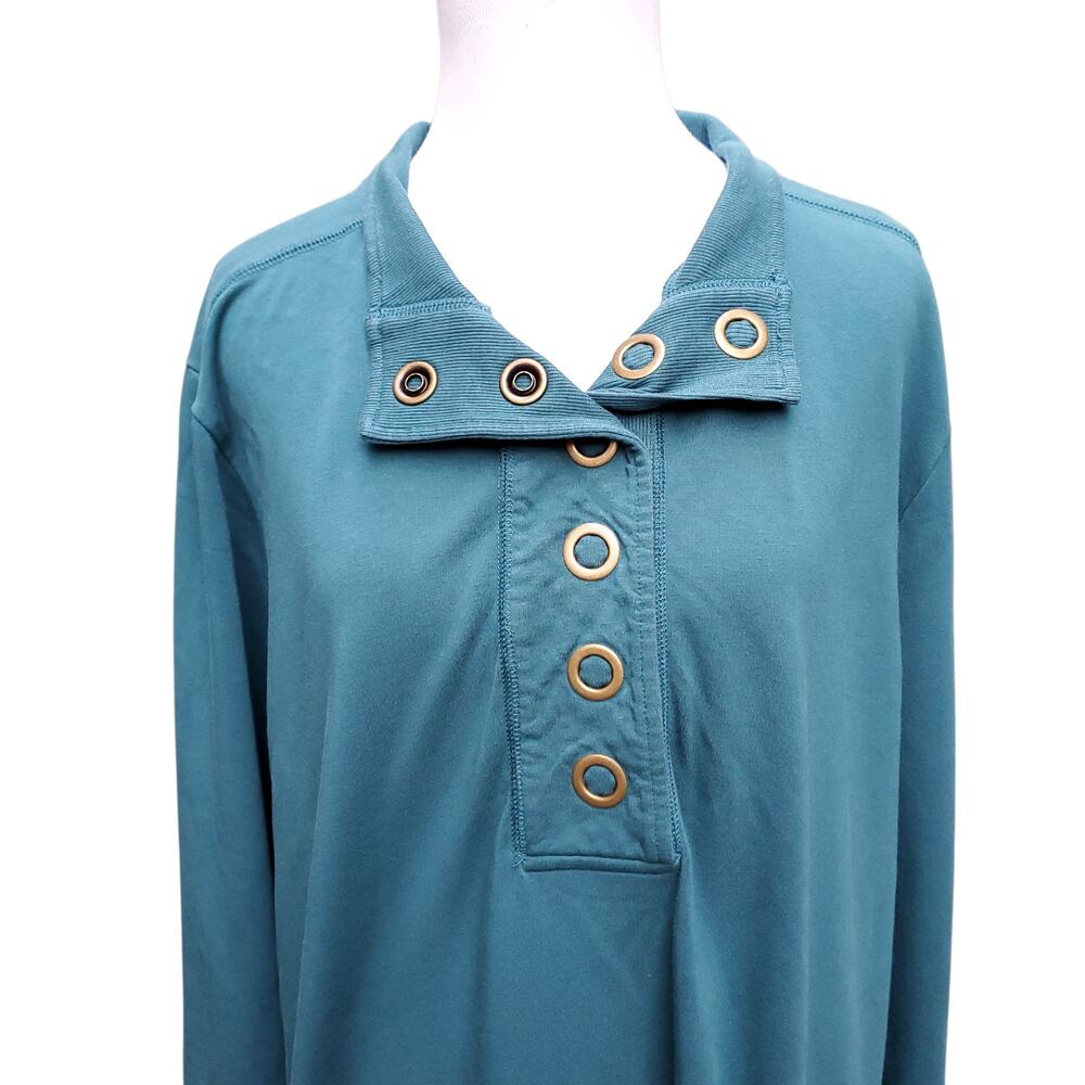 Soft Surroundings Lakshmi Pullover Tunic TopTeal Blue Green Style 2EQ97 Sz 1X - Picture 2 of 12